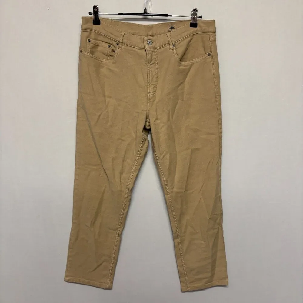 Faherty Men Stretch Terry 5 Pocket Pants Size 34x27 Hemmed Beige C133 -23